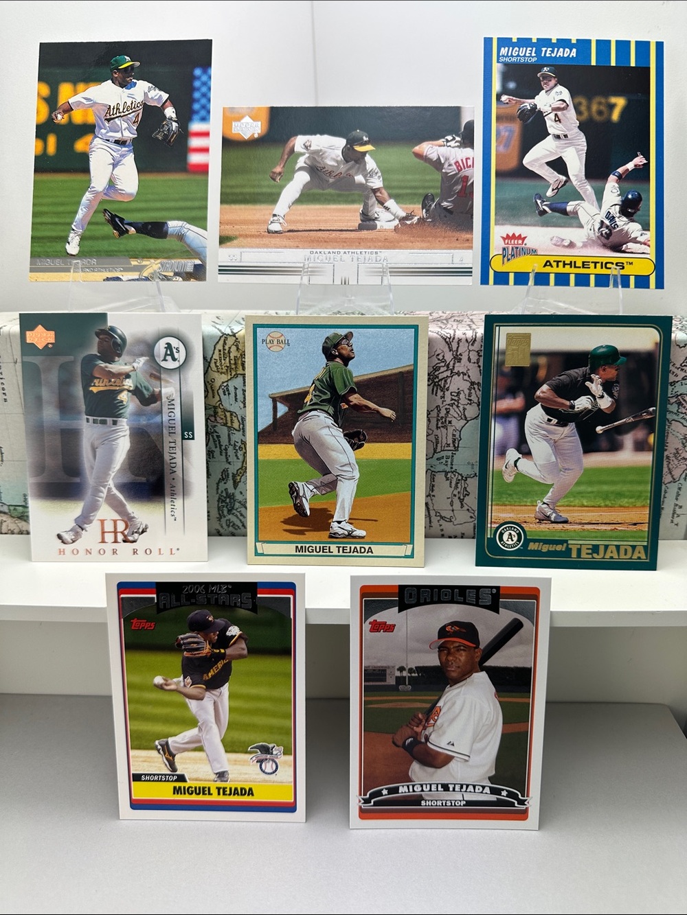 Miguel Tejada lot of 8 (A’s, Orioles)